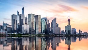 shanghai skyline at sunset