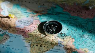 Map of India and compass