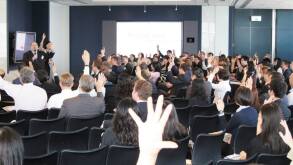 Audience at report presentation