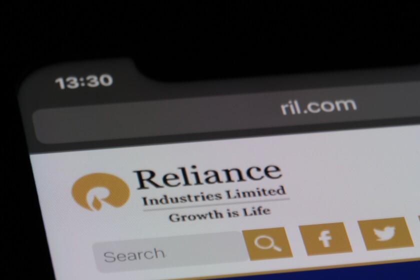 Shanghai,China-March.9th 2023: close up Reliance Industries comp