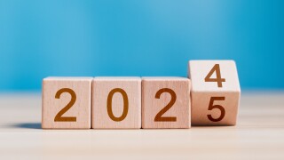 2025 growth business. wooden block with 2024 change to 2025, Set up objective target business cost and budget planning for new year concept