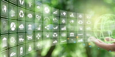 Illustration for environmental, business or green investment con