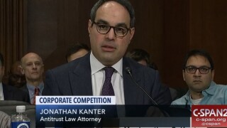 Jonathan Kanter speaking at the Senate Judiciary Subcommittee on Antitrust, Competition Policy and Consumer Rights in December 2018. Credit: C-Span