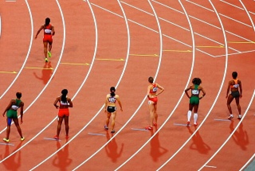Athletes line up for a race