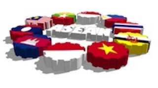 asean countries flags on gears