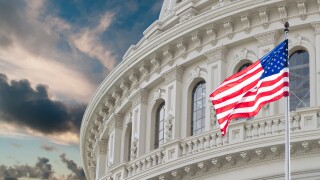 Washington DC Capitol view on cloudy sky background