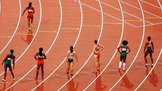 Athletes line up for a race