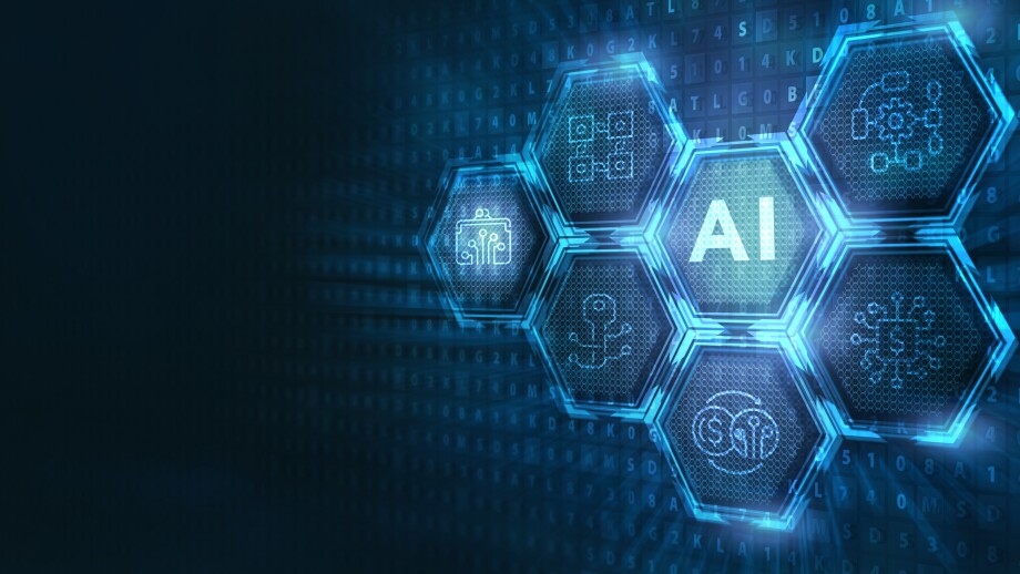 Artificial intelligence (AI), machine learning and modern computer technologies concepts. Business, Technology, Internet and network concept.