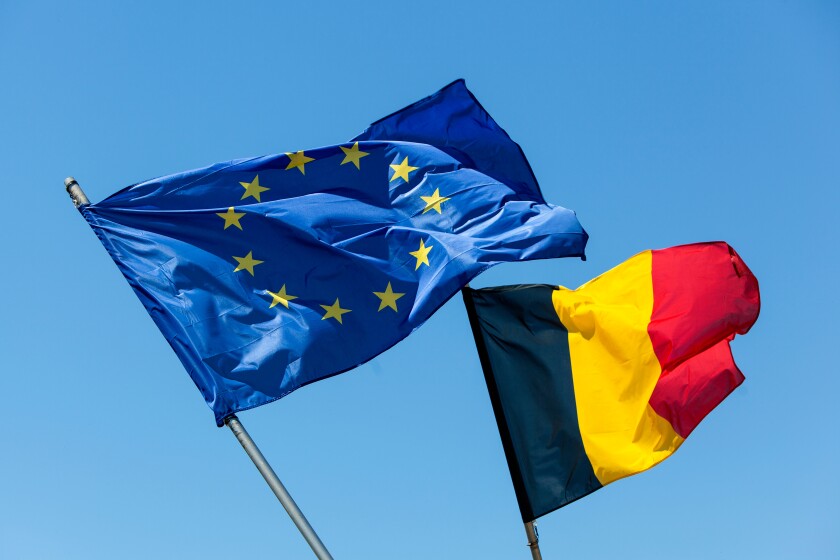 European flag with Belgium flag