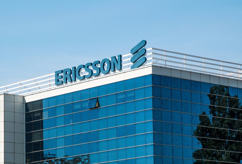 Bucharest/Romania - 08.18.2020: Ericsson logo on a office building in Bucharest. Ericsson is a Swedish multinational networking and telecommunications company headquartered in Stockholm.