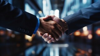 Businessmen making handshake with partner, greeting, dealing, merger and acquisition, business cooperation concept, for business, finance and investment background, teamwork and successful business