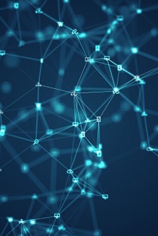 Connecting people on the internet, nodes transforming. Social network connections. Information technology of internet of things IOT big data clouds computing using artificial intelligence AI.