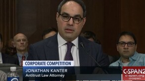 Jonathan Kanter speaking at the Senate Judiciary Subcommittee on Antitrust, Competition Policy and Consumer Rights in December 2018. Credit: C-Span
