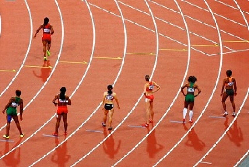 Athletes line up for a race