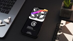 Threads Instagram app on the smartphone screen on black backgrou