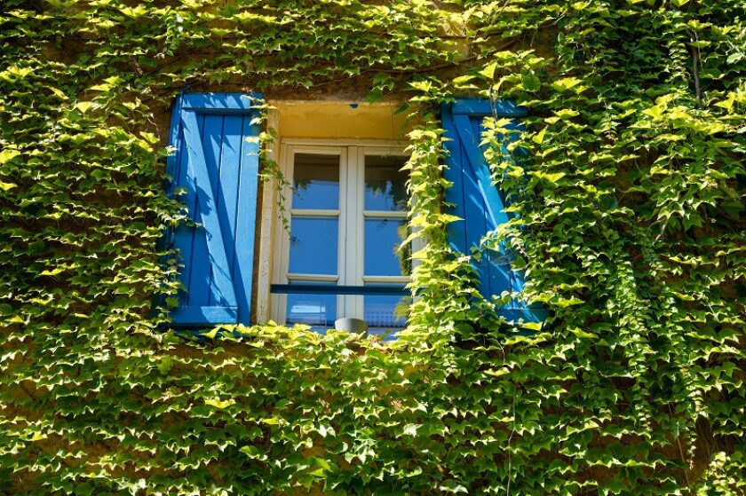 Walking on ancient french village Grimaud, touristic destination