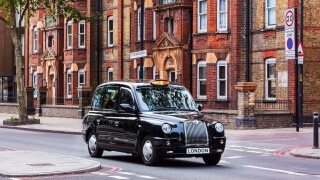 Black taxi on a london street