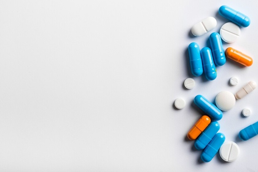 Assorted pharmaceutical medicine pills, tablets and capsules.Pills background.