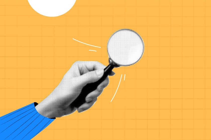 A collage on the subject of seo. Contemporary composition with a hand holding a magnifying glass. Attracting new users. Vector yellow background.