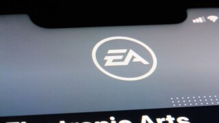 Shanghai,China-August 1st 2023: close up Electronic Arts brand logo on screen. Game company