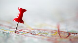 Pushpin on map