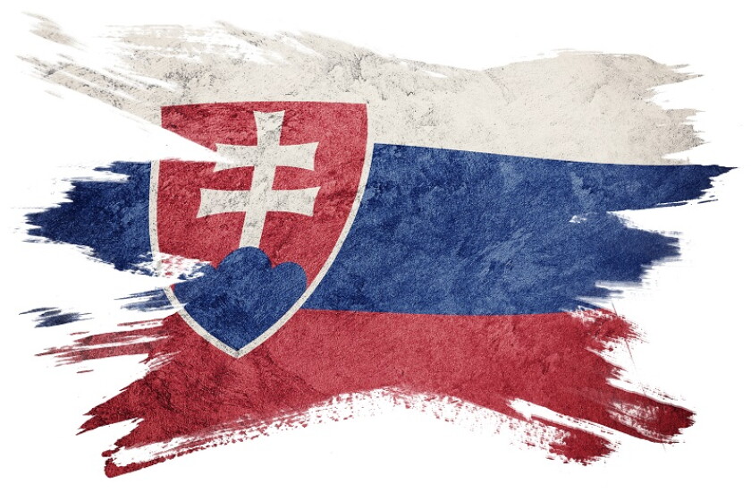 Grunge Slovak Republic flag. Slovak Republic flag with grunge texture. Brush stroke.