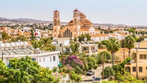 View of the city of Paphos in Cyprus. Paphos is known as the center of ancient history and culture of the island. It is very popular as a center for festivals and other annual events.