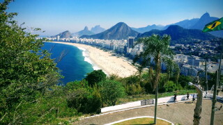 Brazilian flag overlooking beach