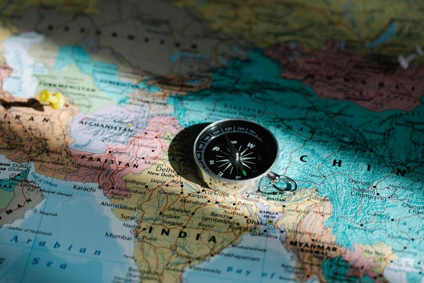 Map of India and compass