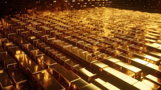 rows of gleaming ingot bars of gold