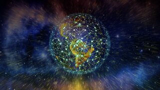 Globe with connections between countries