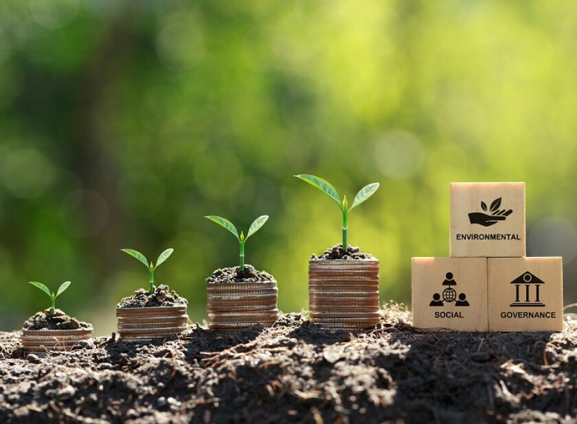 ESG concept of environmental, social, and governance.ESG icon on