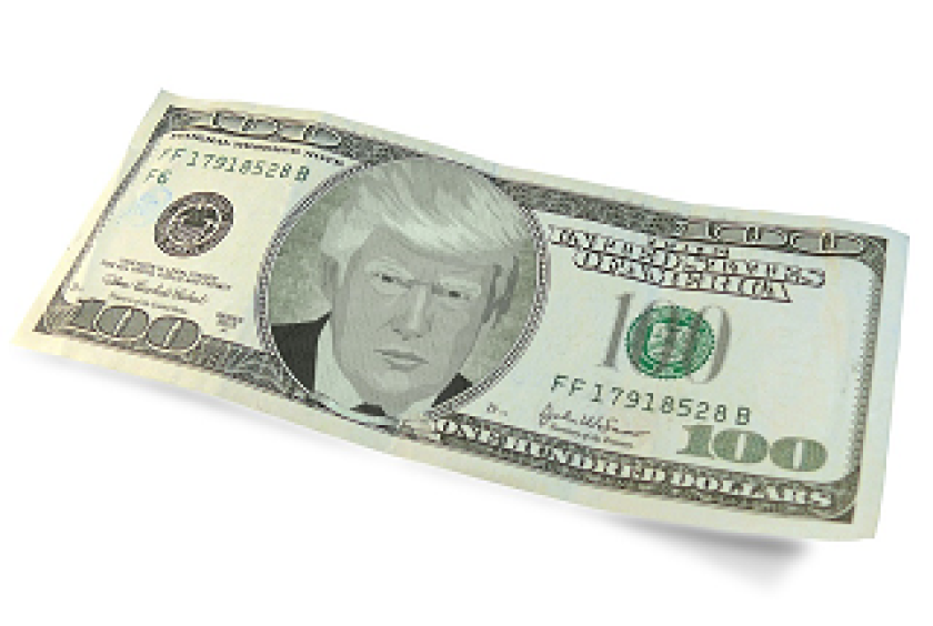 Donald Trump on a hundred dollars