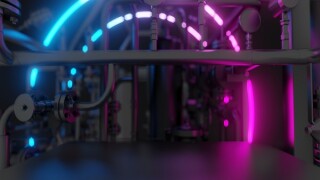 Abstract Industrial Equipment with Neon Lights