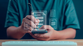 Businessman working on document management, files, data, folders, share, digital, data, electronic document management, database, online documents, paperless office concept.