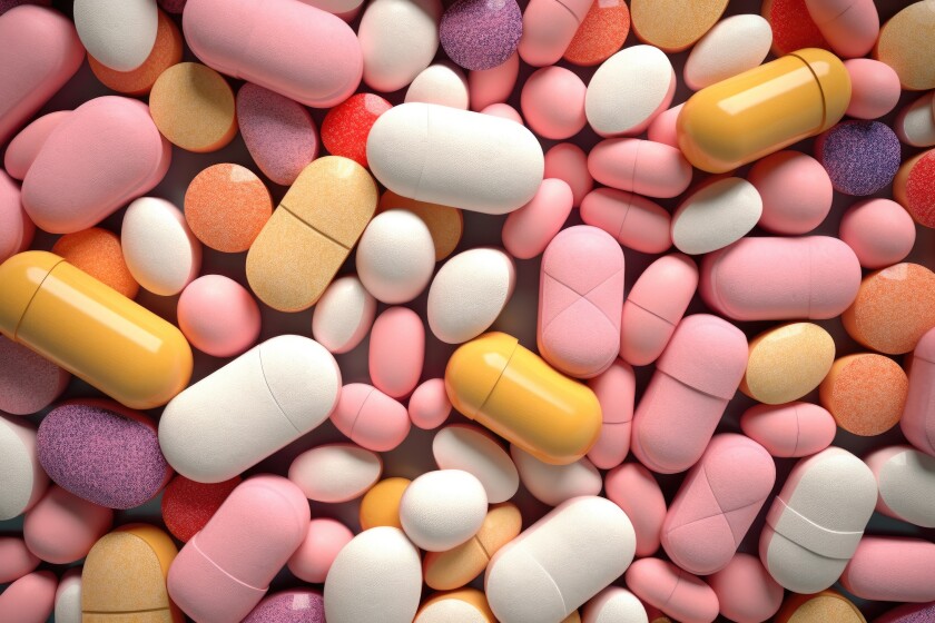 Massive Pile of Colorful Pharmacy Pills