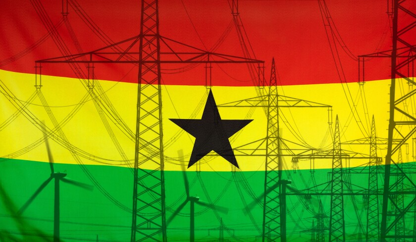 Energy Concept Ghana Flag with power pole