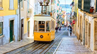 A view of the incline and Bica tram, Lisbon,  Portugal
