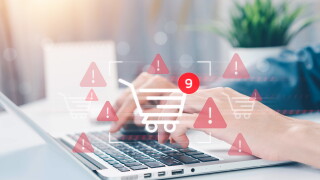 Safety Concepts for Online Shopping, Security alert from scammers. Alert of secure online shopping concept, Warning and danger sign, scam and thief in cybersecurity.