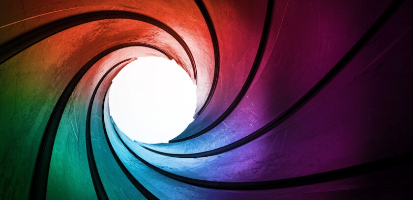 3d rainbow colored abstract frame barrel tube