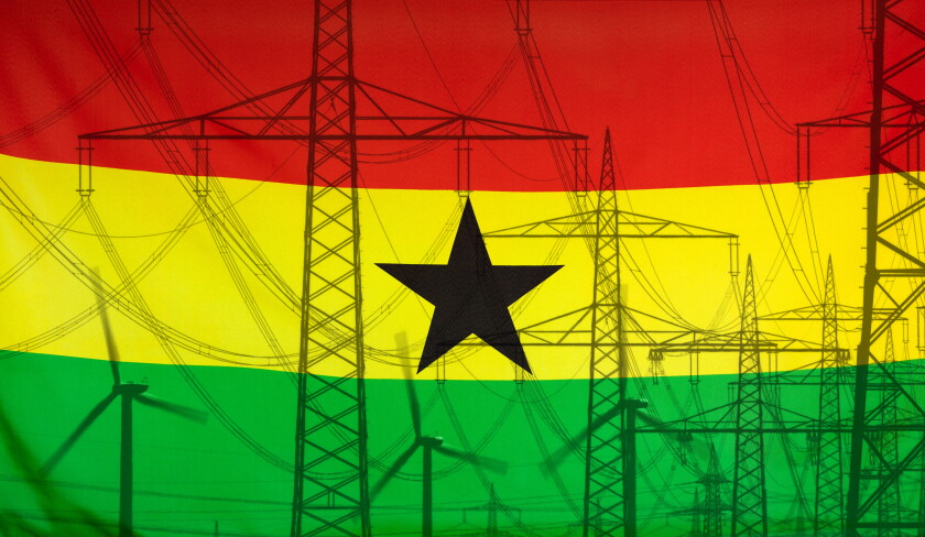 Energy Concept Ghana Flag with power pole