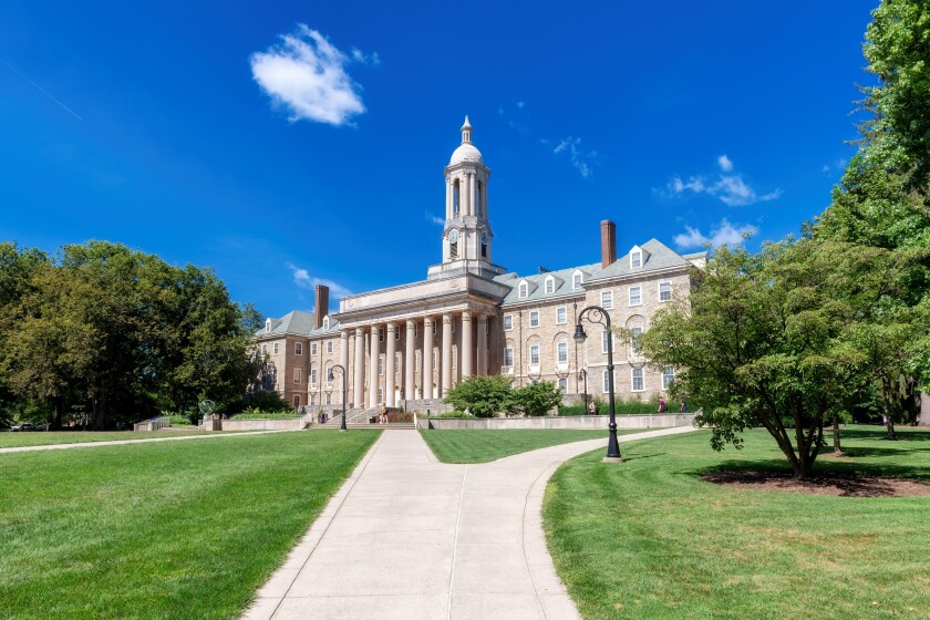 The Old Main building on the campus of Penn State University in Pennsylvania