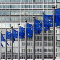 EU Flag in European Union building Brussels