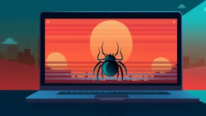 Computer bug on laptop screen symbolizing threat of software bugs and elusive nature of zero day vulnerabilities in software security, critical bug in computer software