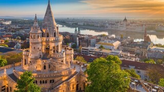 Budapest, Hungary - Beautiful golden summer sunrise with the tow