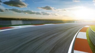 Motion blurred racetrack,cold mood