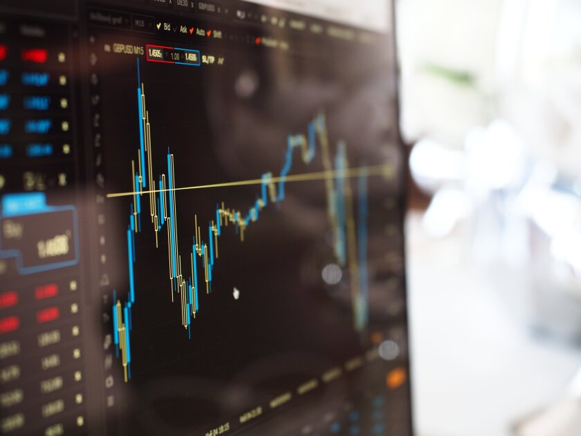 Financial chart on computer screen