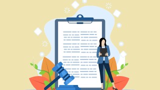 Terms and conditions, privacy policy, legal notice concept with characters. abstract vector illustration of signing a business contract. Company document, agreement check, data protection metaphor.