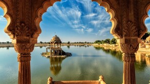 Indian landmark Gadi Sagar in Rajasthan