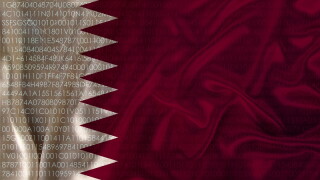 photo of the beautiful colored national flag of the modern state of Qatar on a textured fabric, concept of tourism, emigration, economy and politics, closeup
